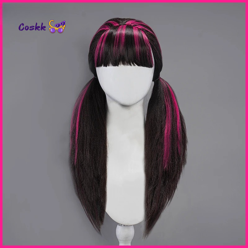 Anime Cosplay Wig Heat Resistant - Peruca de Cosplay Draculaura, Cabelo Longo