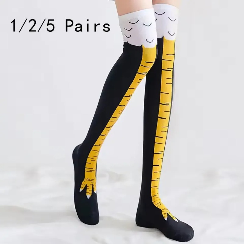 Funny Chicken Leg Socks - 1/2/5 Pares de Meias Femininas até