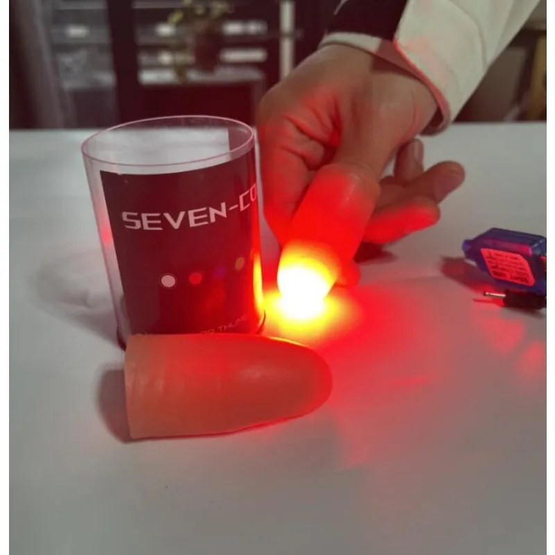 Thumb Tip Magic Trick Set - Sete cores led luz polegar dicas