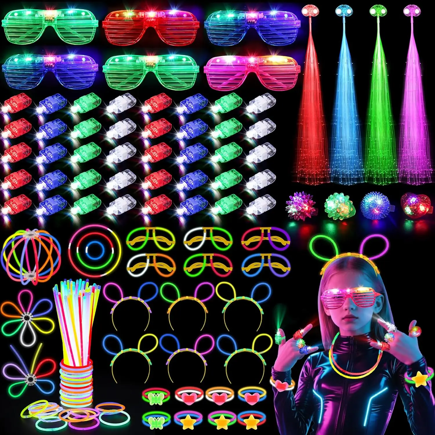 Glow In The Dark Party Glasses - 128 peças de óculos luminosos, presilhas