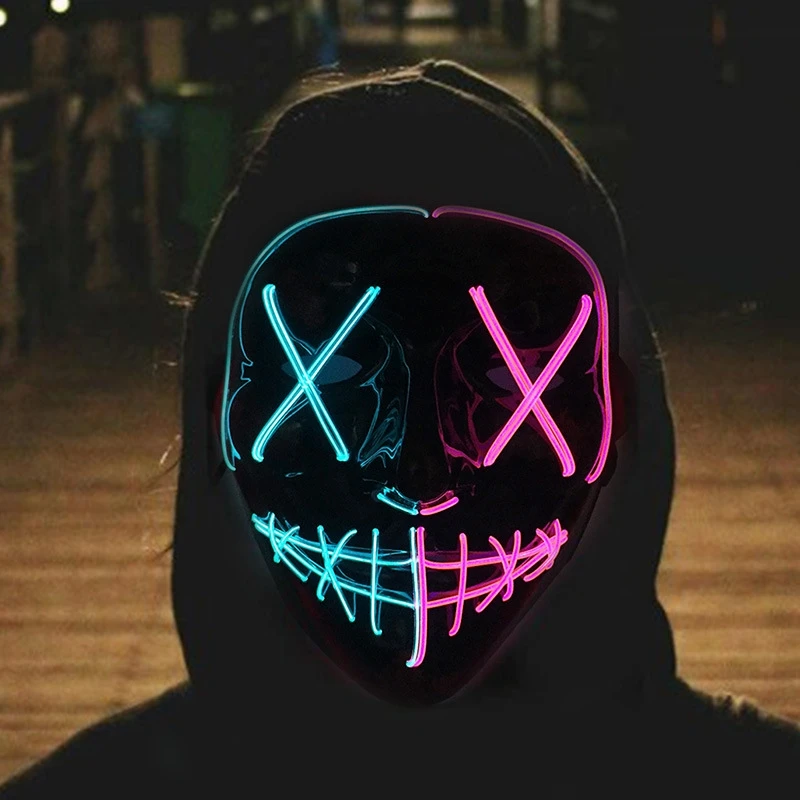 Led Purge Mask Halloween - Halloween Brilhando Máscara Facial Assustadora, Luminous
