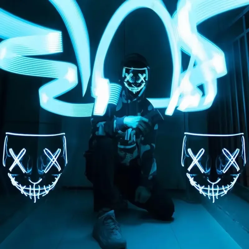 Máscara Neon LED Sem Fio que B - Led Purge Mask Halloween avaliação e preço