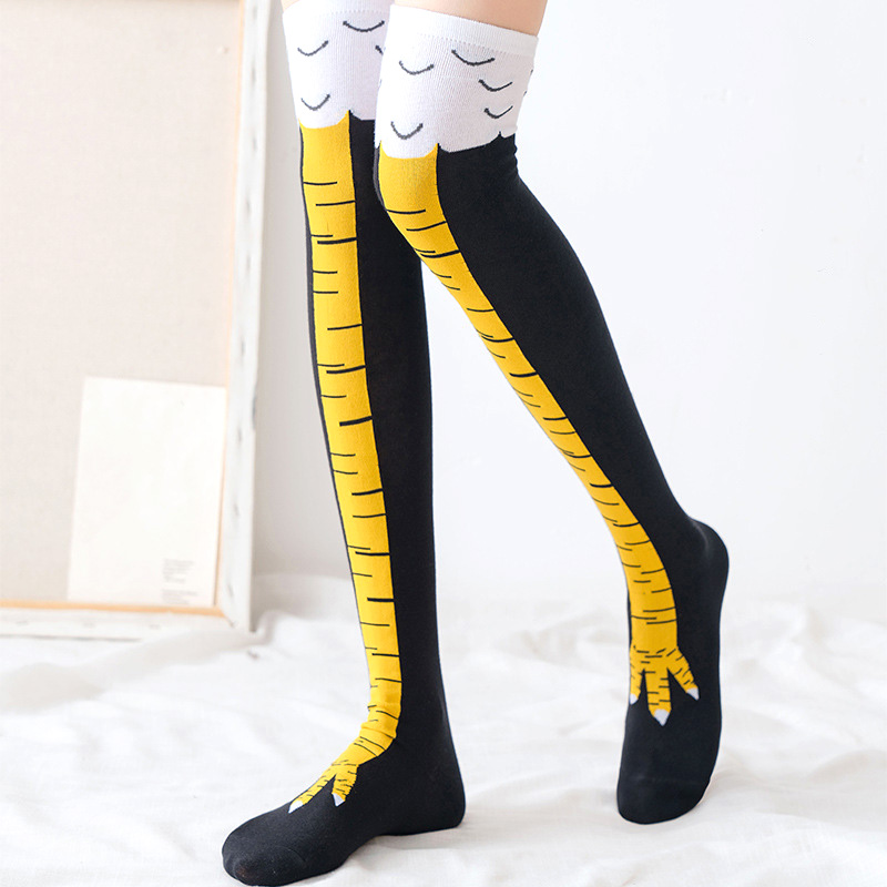1 par feminino impressão joelh - Funny Chicken Leg Socks avaliação e preço