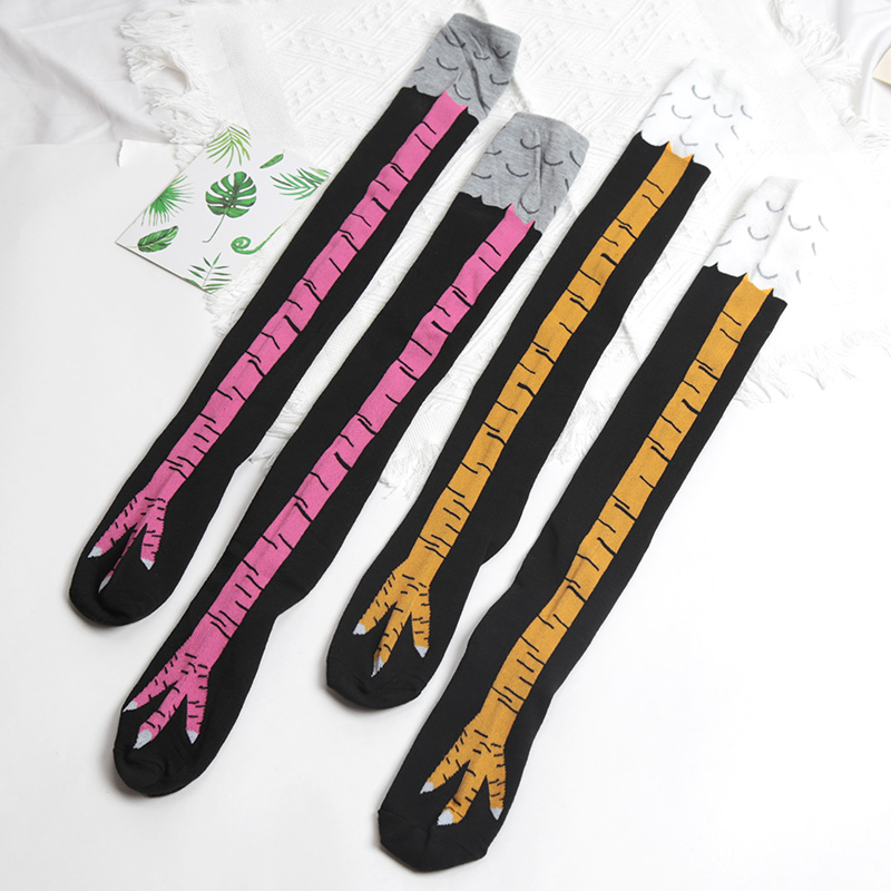 1 par feminino impressão joelh - Funny Chicken Leg Socks avaliação e preço