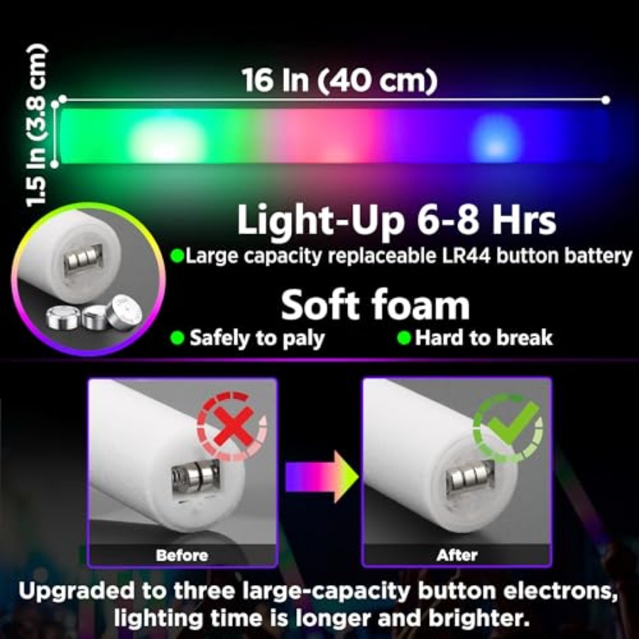 Pacote de Bastões de Espuma qu - Flashing Led Foam Sticks Party avaliação e preço
