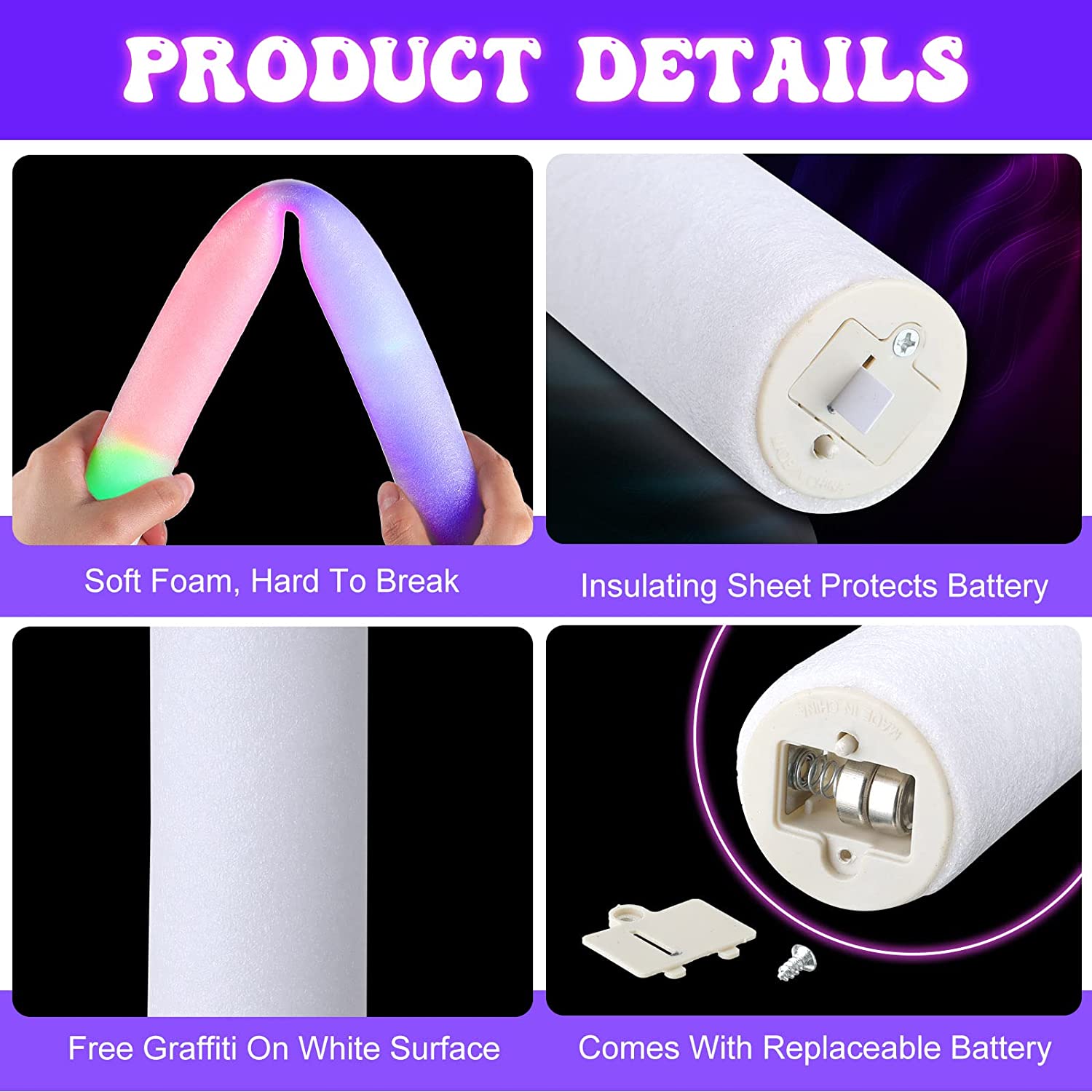 30/60 pçs led brilho espuma va - Flashing Led Foam Sticks Party avaliação e preço