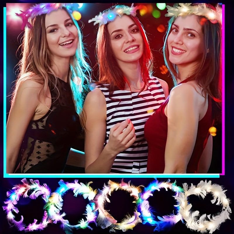 LED Wreath Coroa Headband, Lig - Glow In The Dark Party Glasses avaliação e preço