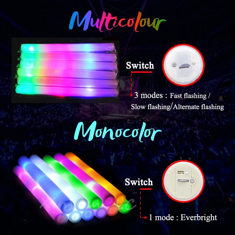 1/15/30 peças de bastões de es - Flashing Led Foam Sticks Party avaliação e preço