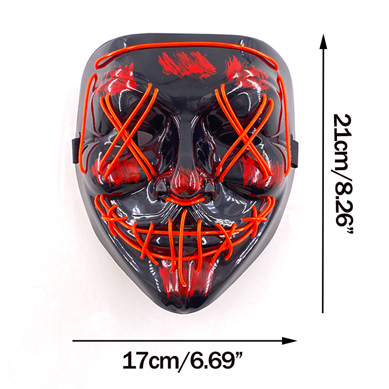 Neon sem fio led máscara de pu - Led Purge Mask Halloween avaliação e preço