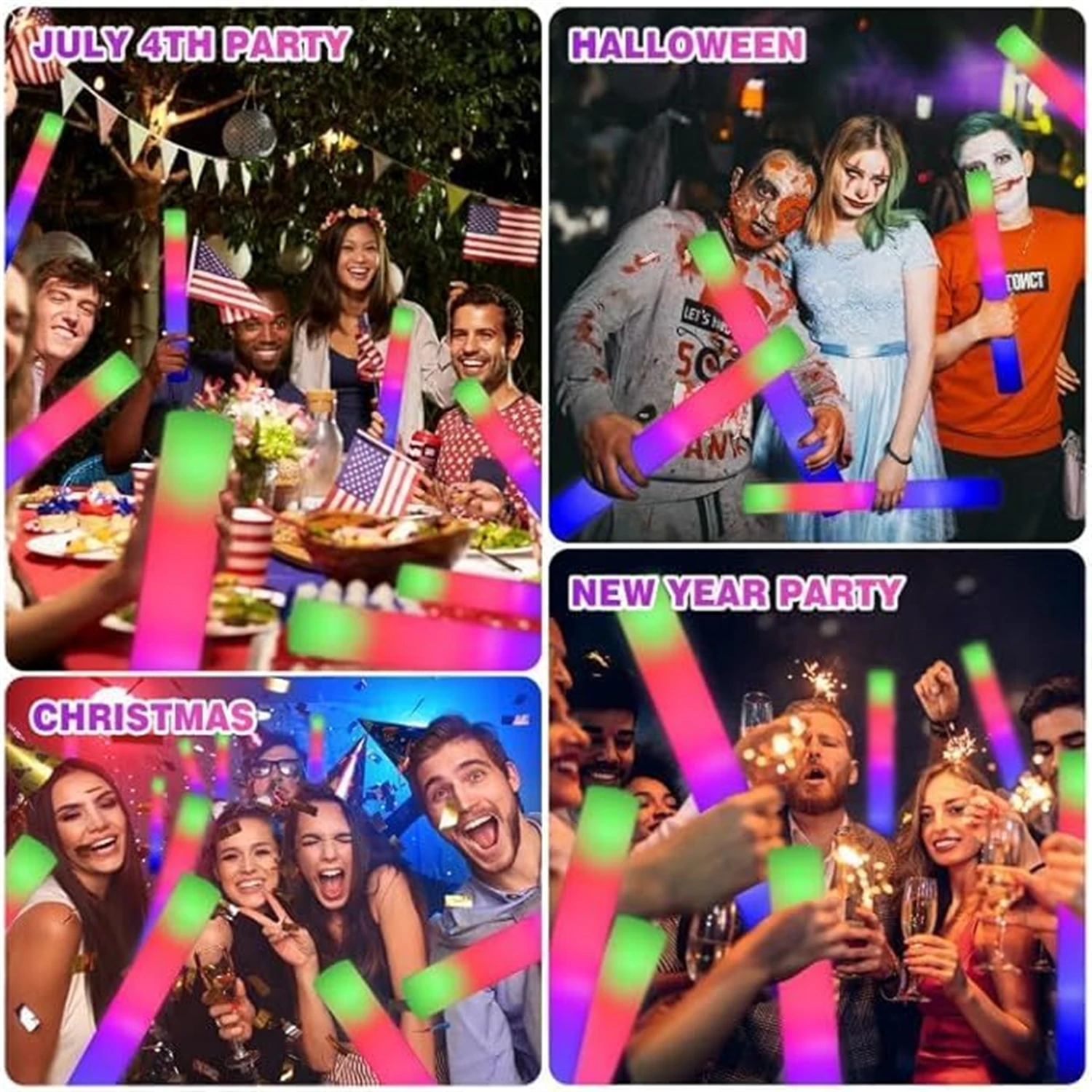 50 peças bastões de brilho de  - Flashing Led Foam Sticks Party avaliação e preço