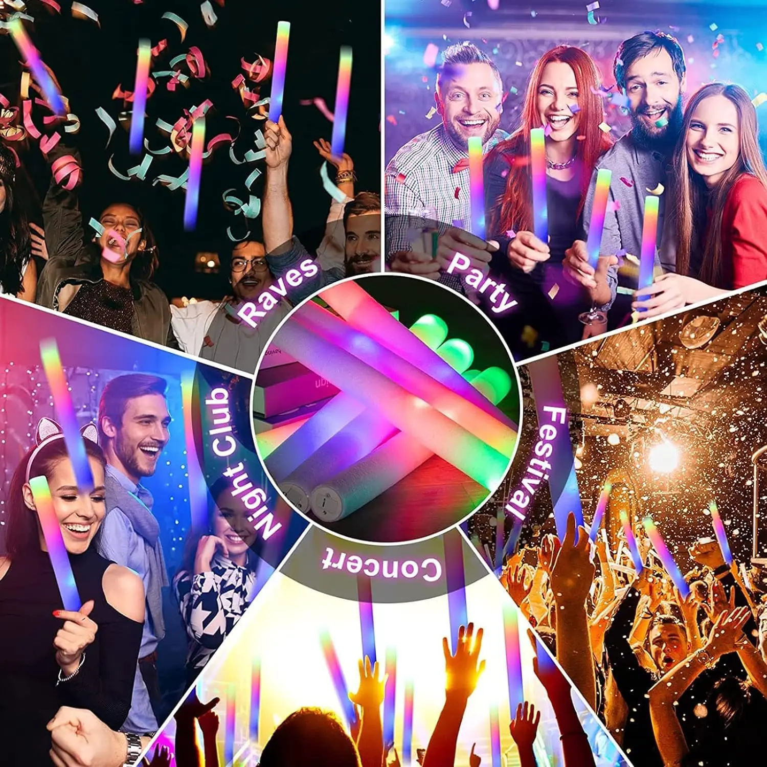 50 peças bastões de brilho de  - Flashing Led Foam Sticks Party avaliação e preço