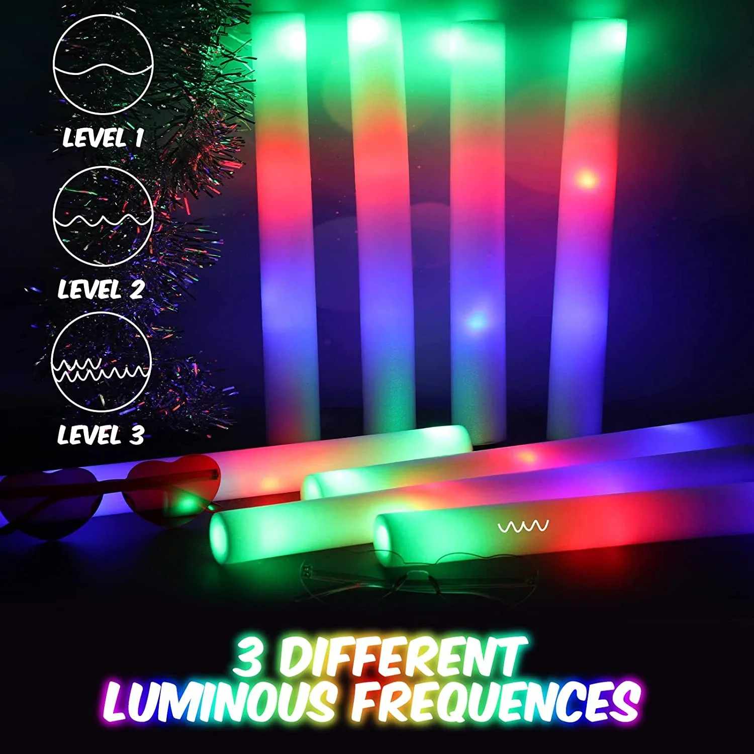 50 peças bastões de brilho de  - Flashing Led Foam Sticks Party avaliação e preço