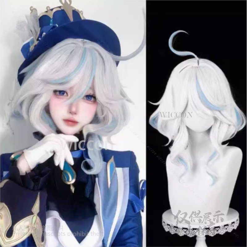 Anime jogo furina cosplay traj - Anime Cosplay Wig Heat Resistant avaliação e preço