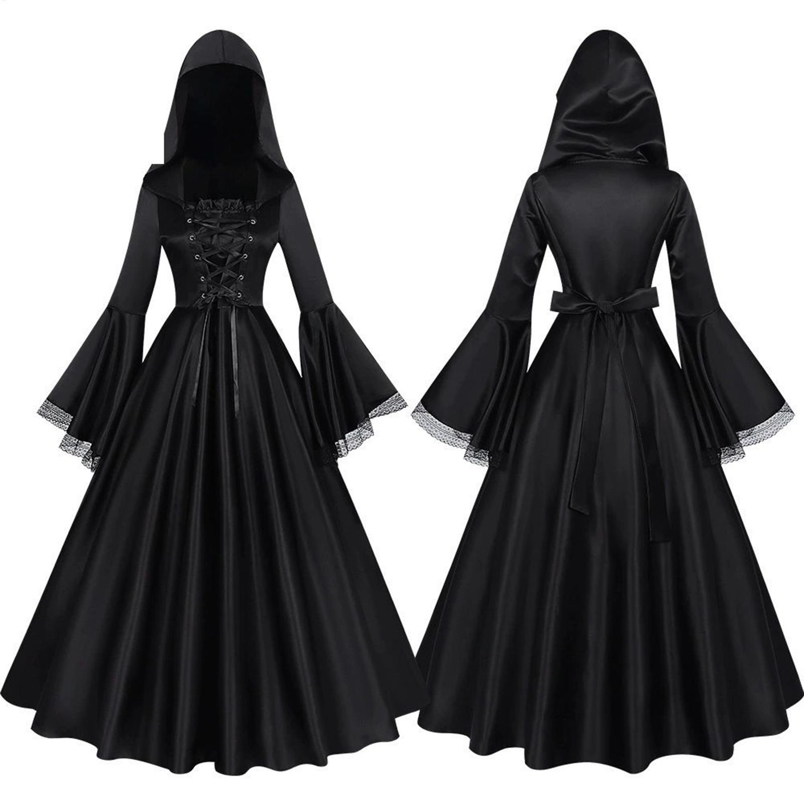 Fantasia de Bruxa de Halloween - Medieval Renaissance Dress Women avaliação e preço
