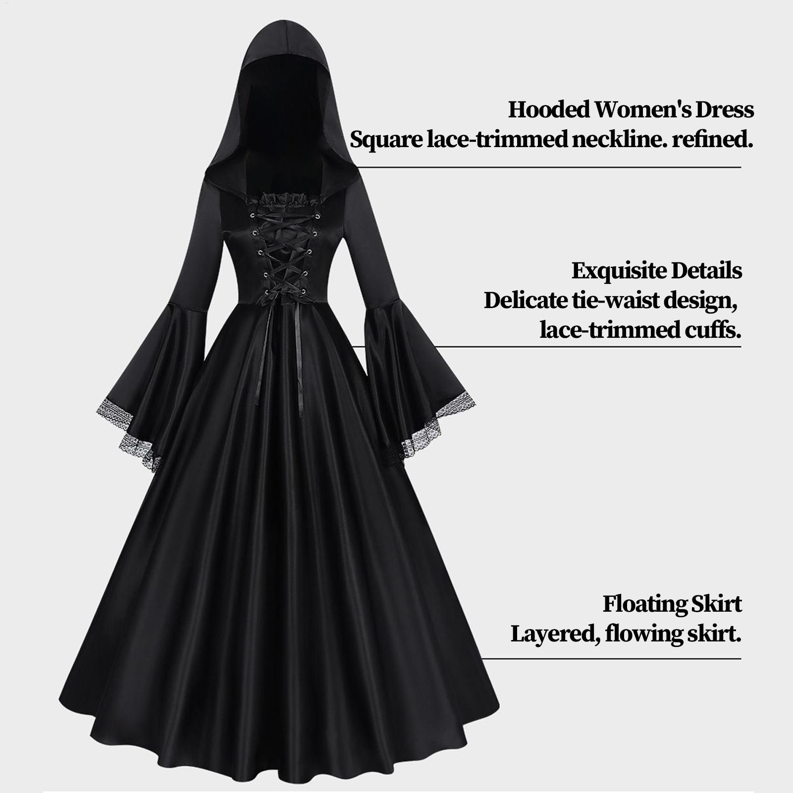 Fantasia de Bruxa de Halloween - Medieval Renaissance Dress Women avaliação e preço
