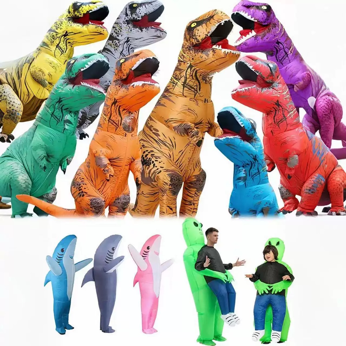 Fantasia Inflável de T-Rex par - Inflatable Dinosaur Costume Adult avaliação e preço