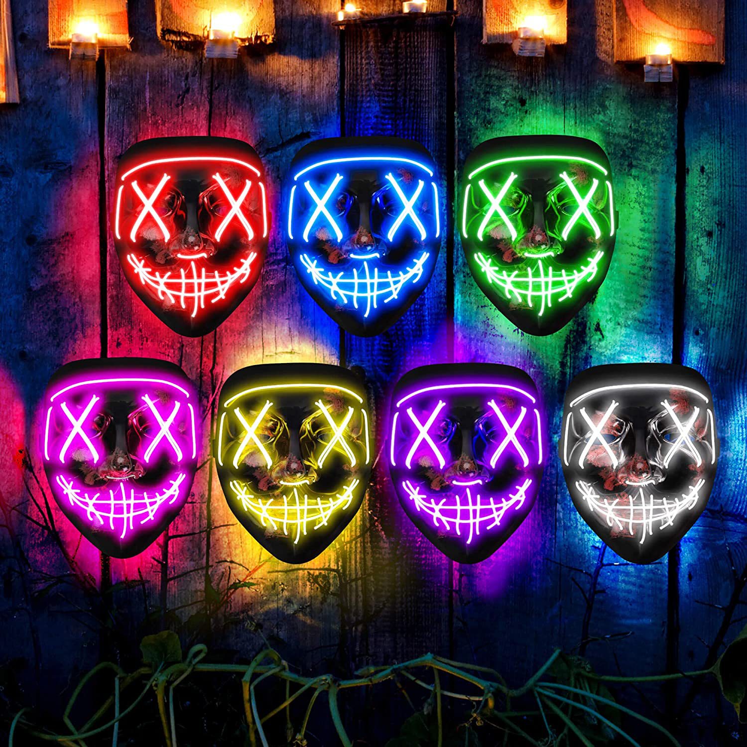 Máscara de brilho assustador s - Led Purge Mask Halloween avaliação e preço