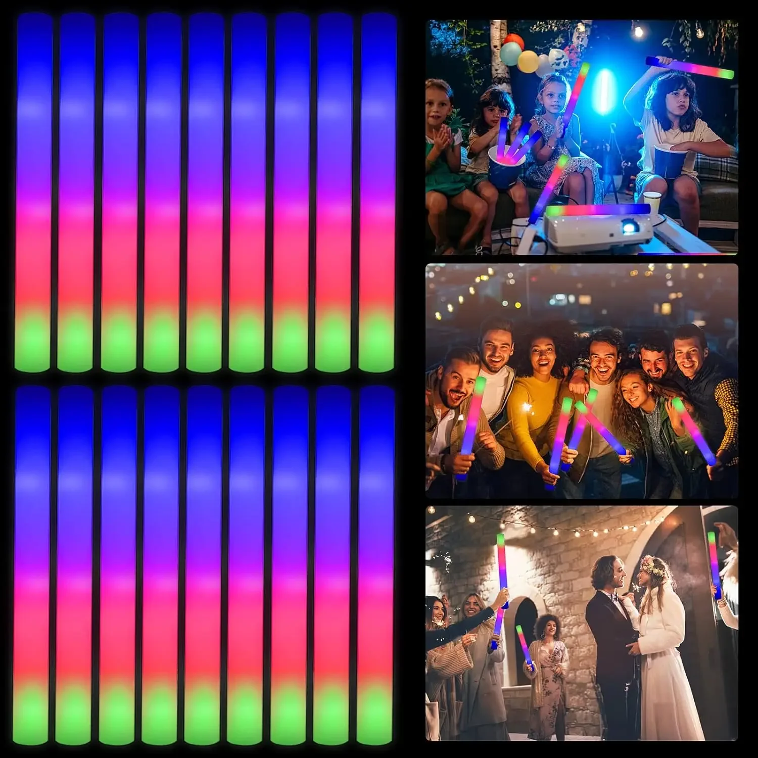 50PCS Bastões de Espuma LED pa - Flashing Led Foam Sticks Party avaliação e preço