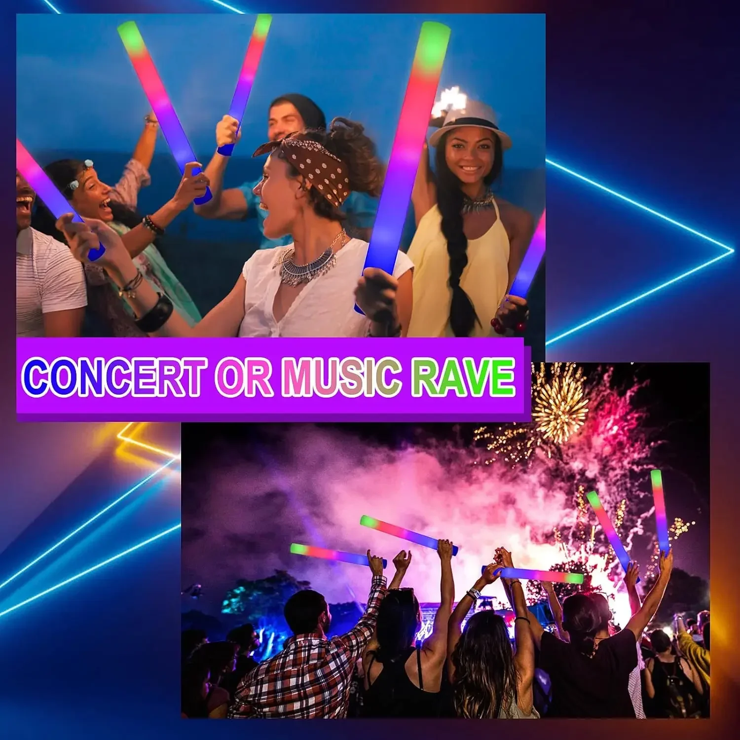 50PCS Bastões de Espuma LED pa - Flashing Led Foam Sticks Party avaliação e preço