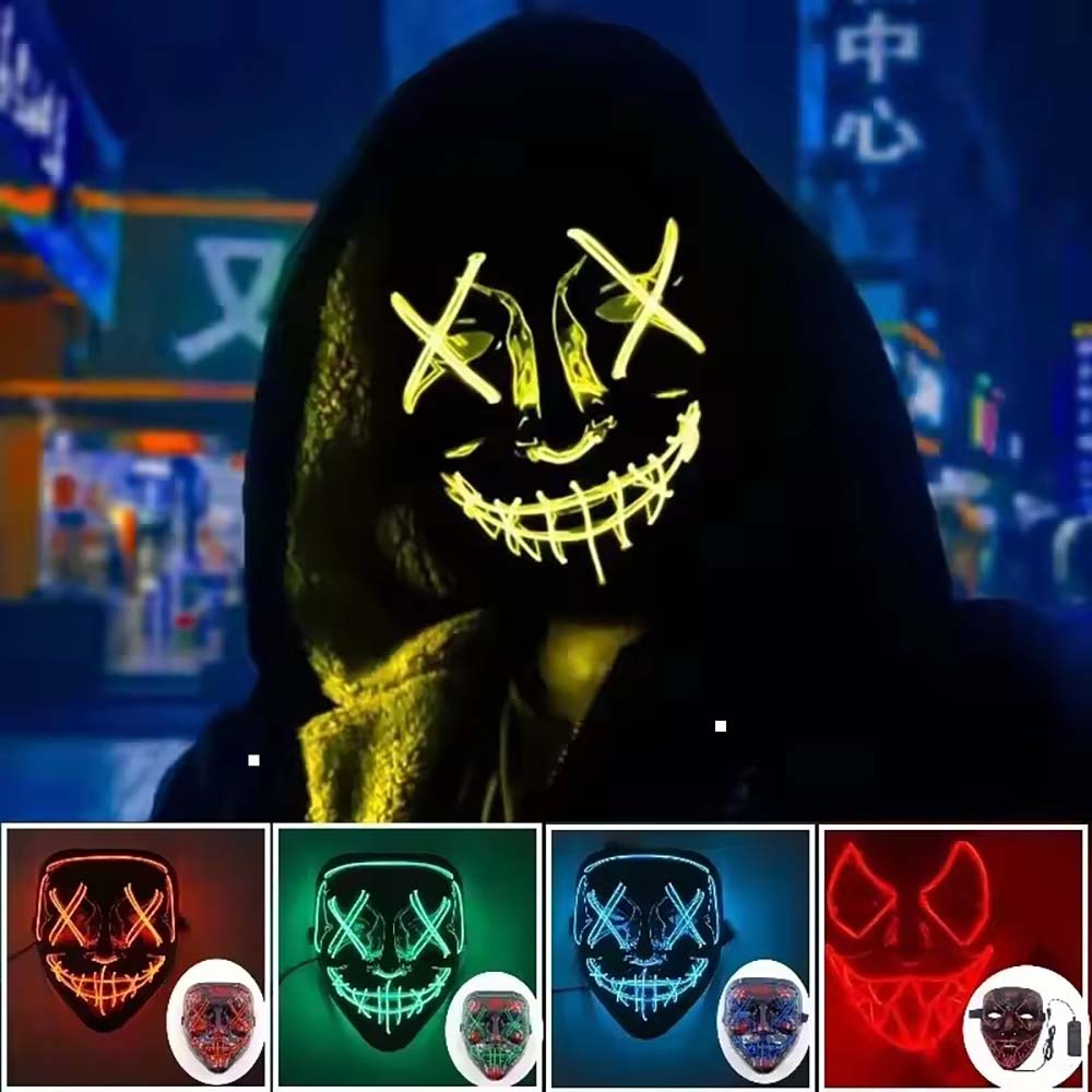 Máscara Neon LED Sem Fio que B - Led Purge Mask Halloween avaliação e preço