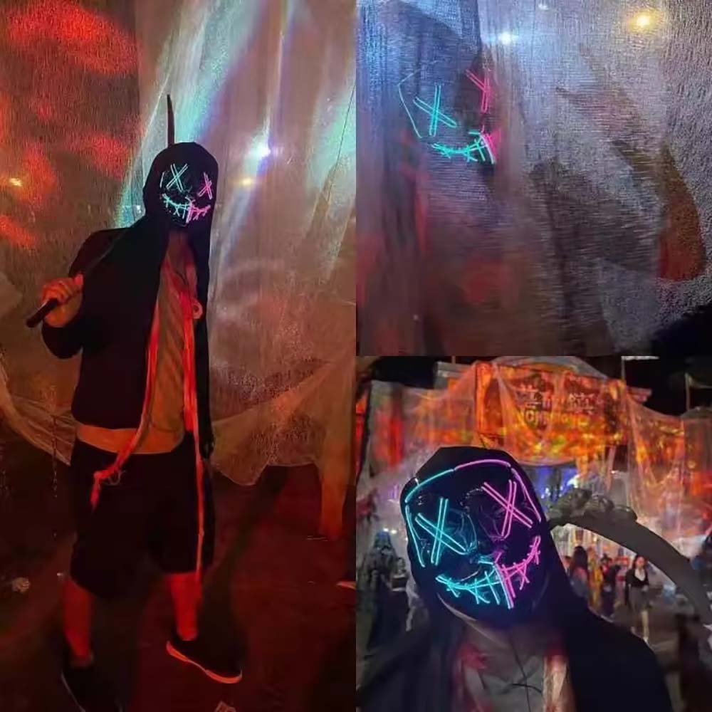 Máscara Neon LED Sem Fio que B - Led Purge Mask Halloween avaliação e preço