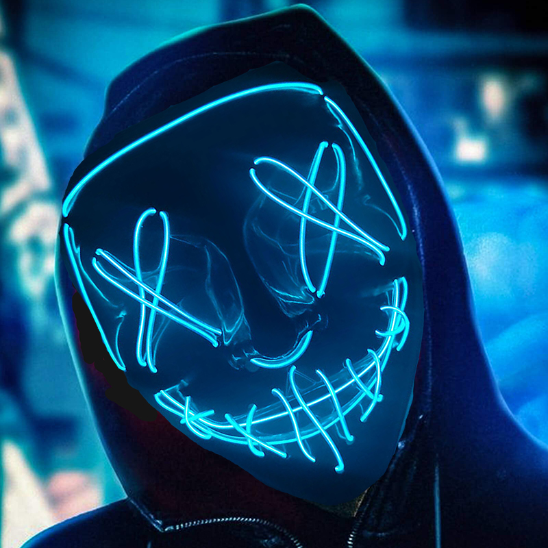 Brilhante Cosplay EL Wire Neon - Led Purge Mask Halloween avaliação e preço