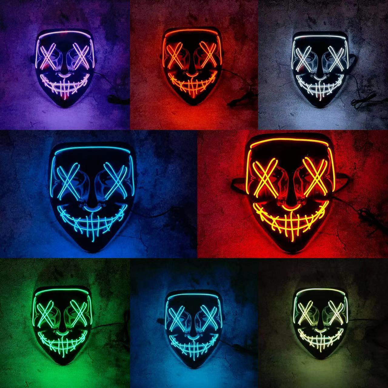 Máscara Neon LED Sem Fio com E - Led Purge Mask Halloween avaliação e preço