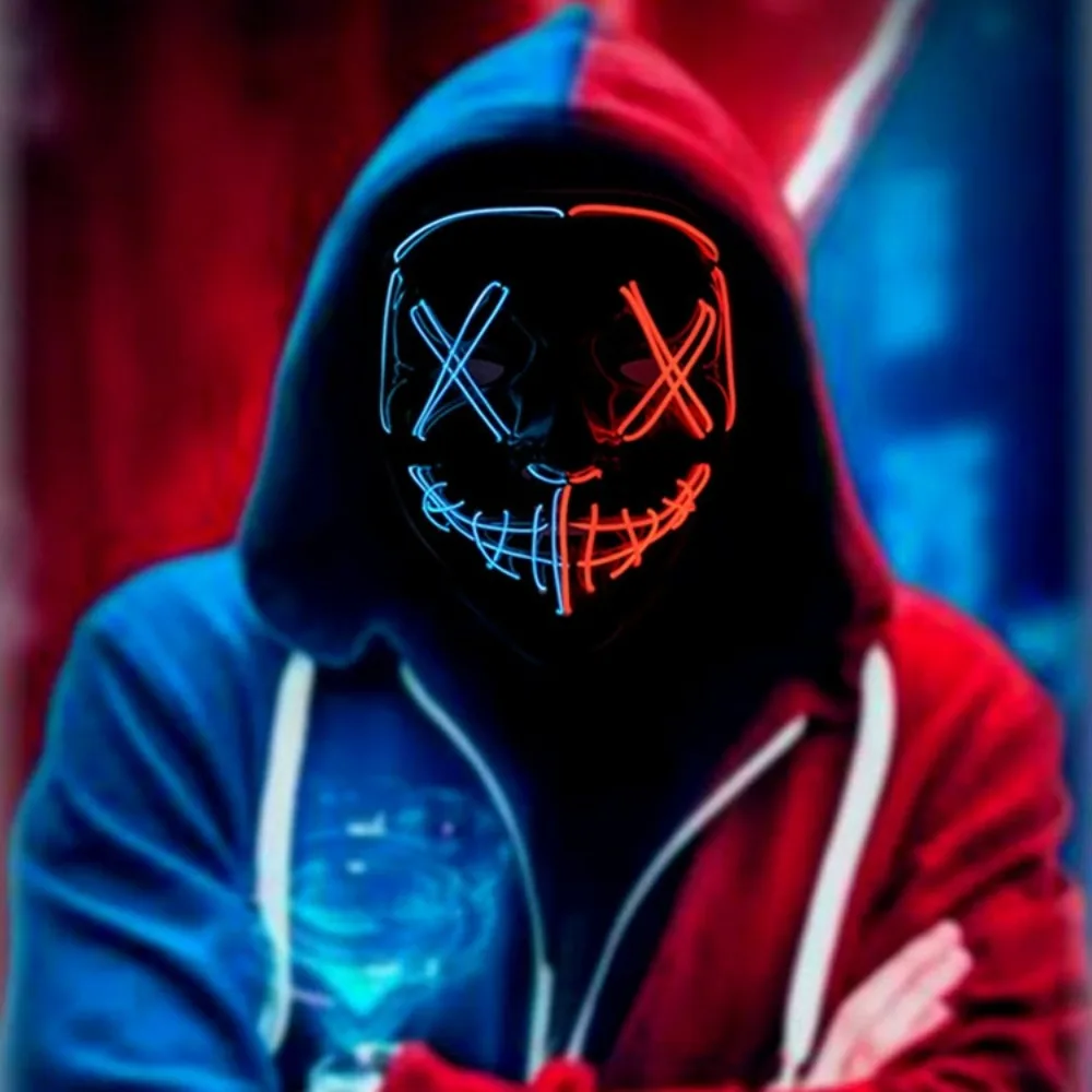 Halloween Brilhando Máscara Fa - Led Purge Mask Halloween avaliação e preço