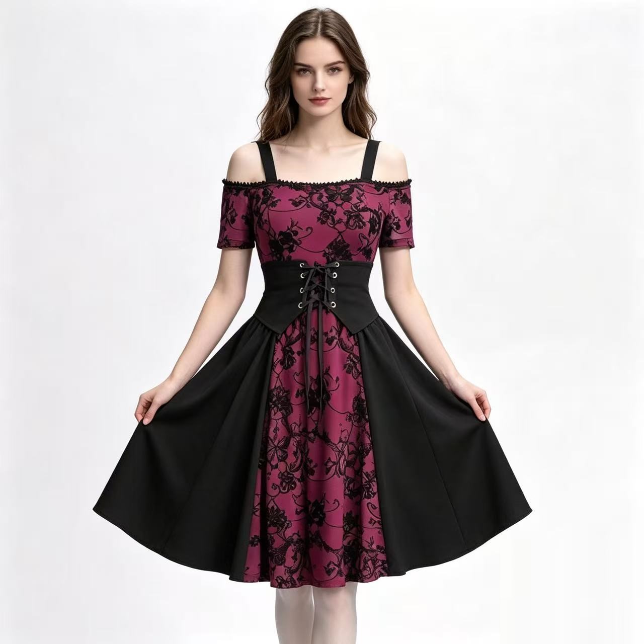 Vestido Curto Feminino Gótico  - Medieval Renaissance Dress Women avaliação e preço