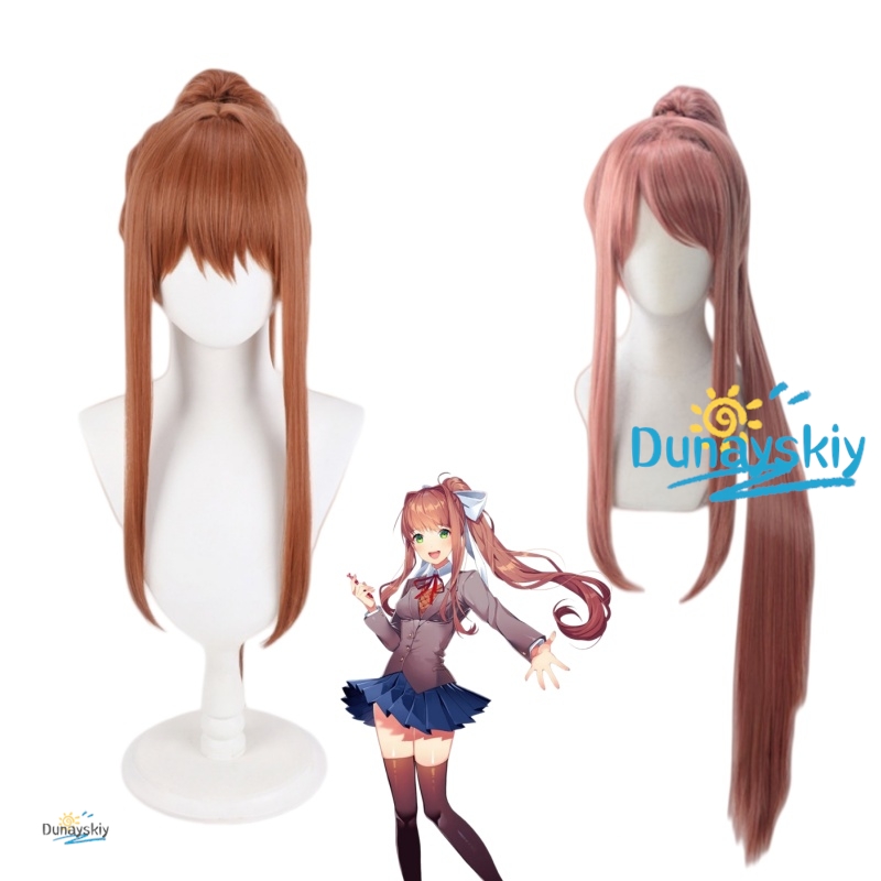 Peruca de Cosplay DDLC Monika  - Anime Cosplay Wig Heat Resistant avaliação e preço