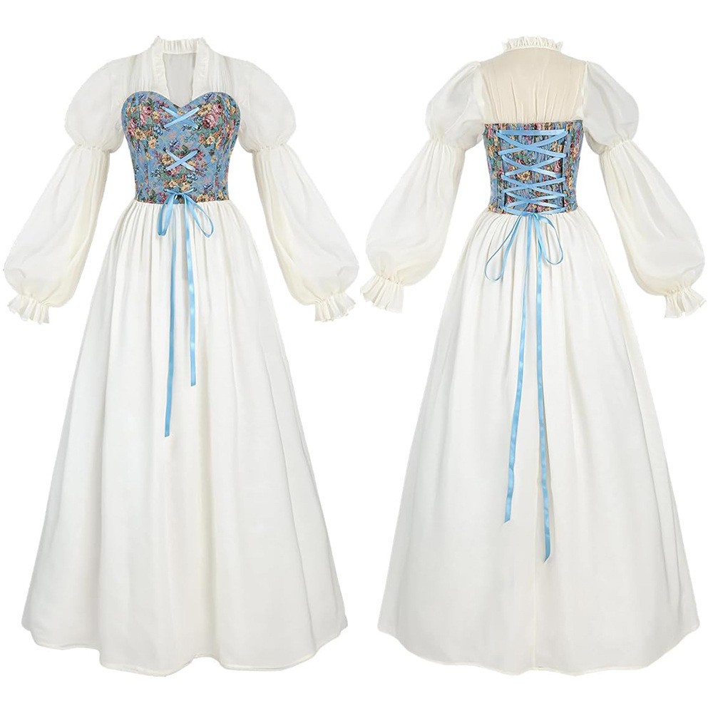 Vestido de cintura com corpete - Medieval Renaissance Dress Women avaliação e preço