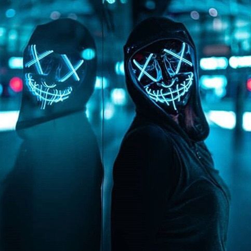 Máscara assustadora Halloween  - Led Purge Mask Halloween avaliação e preço