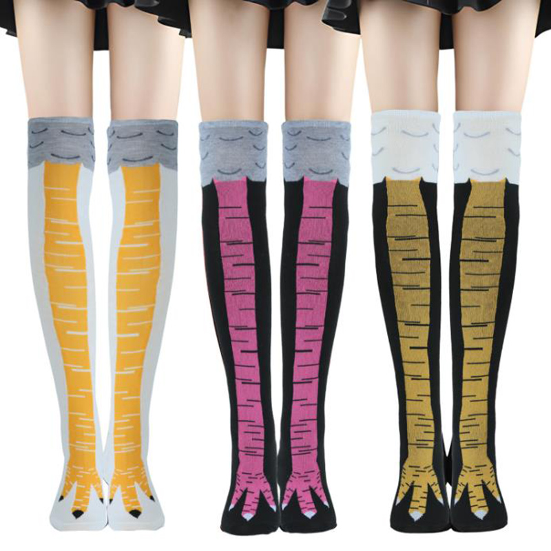 1-4 Pares de Meias Altas para  - Funny Chicken Leg Socks avaliação e preço